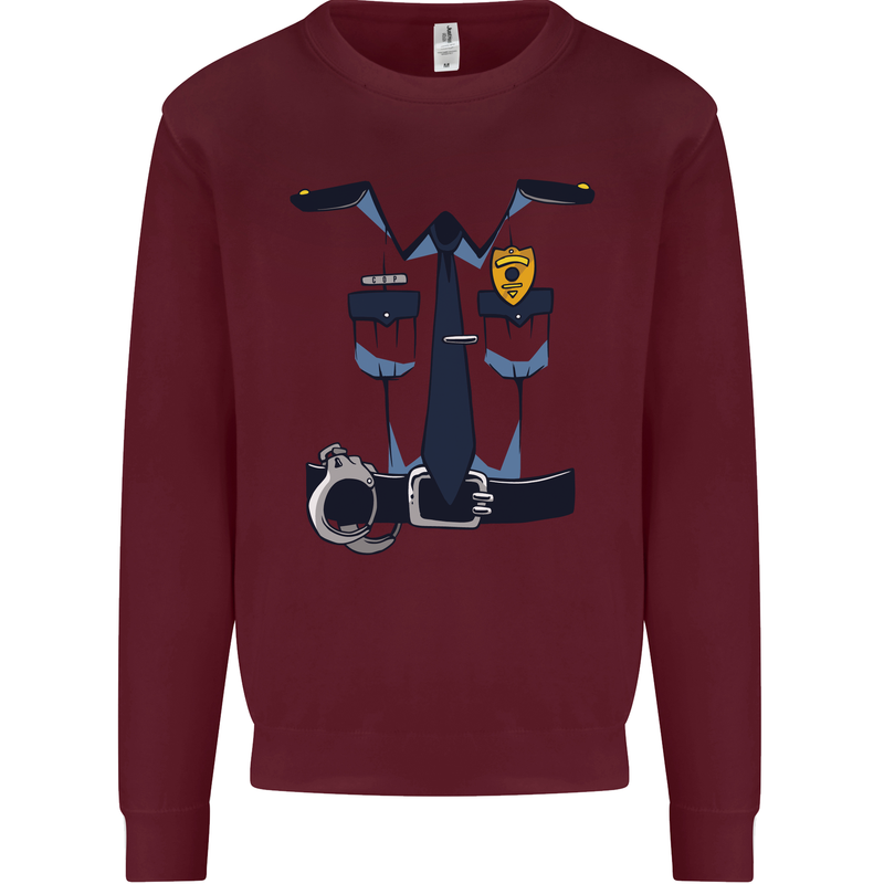 Police Fancy Dress Costume Outfit Stag Do Mens Sweatshirt Jumper Maroon