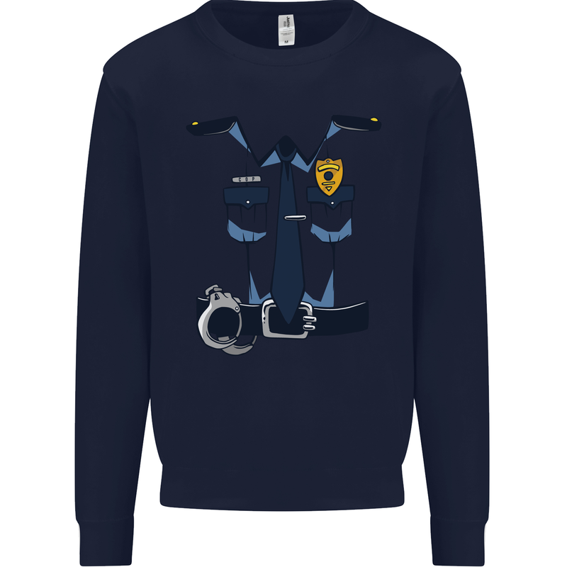 Police Fancy Dress Costume Outfit Stag Do Mens Sweatshirt Jumper Navy Blue