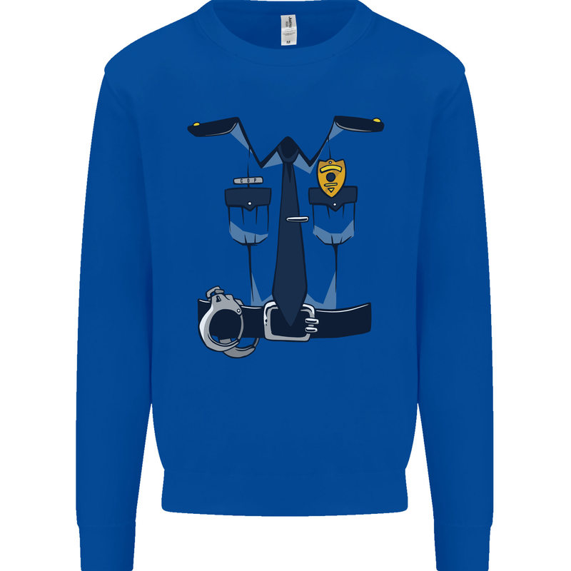 Police Fancy Dress Costume Outfit Stag Do Mens Sweatshirt Jumper Royal Blue