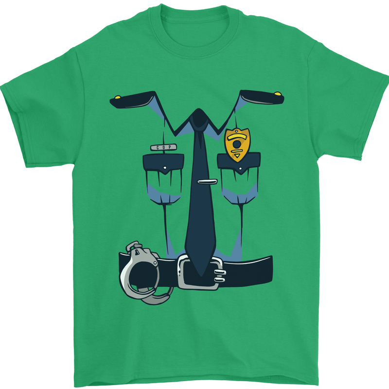 Police Fancy Dress Costume Outfit Stag Do Mens T-Shirt Cotton Gildan Irish Green