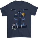 Police Fancy Dress Costume Outfit Stag Do Mens T-Shirt Cotton Gildan Navy Blue
