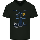 Police Fancy Dress Costume Outfit Stag Do Mens V-Neck Cotton T-Shirt Black