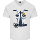 Police Fancy Dress Costume Outfit Stag Do Mens V-Neck Cotton T-Shirt White