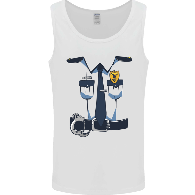 Police Fancy Dress Costume Outfit Stag Do Mens Vest Tank Top White