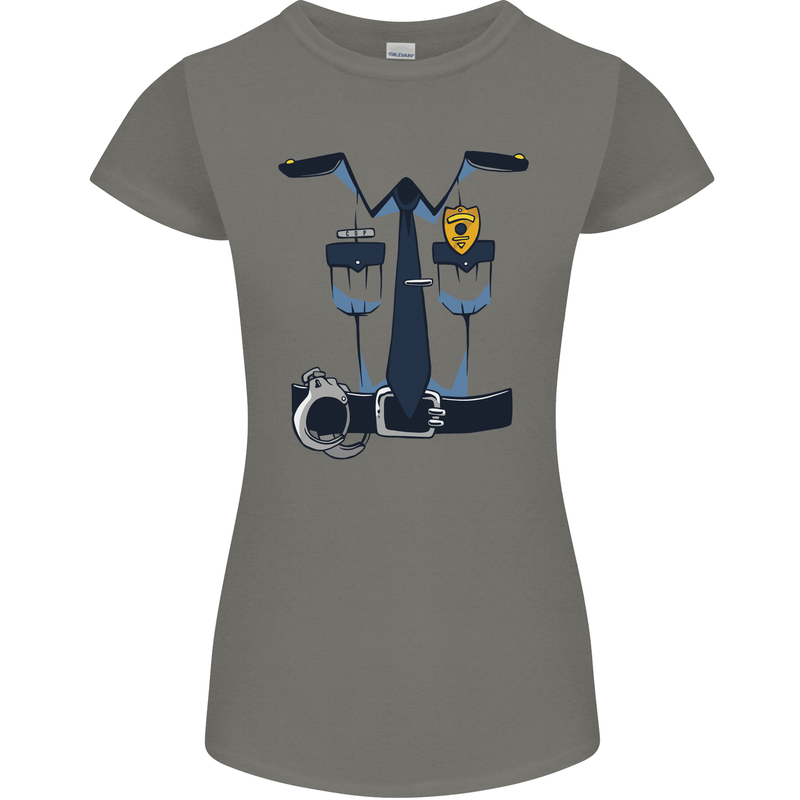 Police Fancy Dress Costume Outfit Stag Do Womens Petite Cut T-Shirt Charcoal