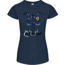 Police Fancy Dress Costume Outfit Stag Do Womens Petite Cut T-Shirt Navy Blue