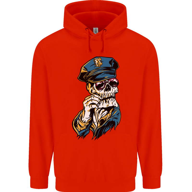 Policeman Skull Police Officer Force Childrens Kids Hoodie Bright Red