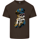 Policeman Skull Police Officer Force Kids T-Shirt Childrens Chocolate