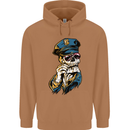 Policeman Skull Police Officer Force Mens 80% Cotton Hoodie Caramel Latte