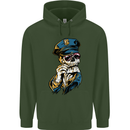 Policeman Skull Police Officer Force Mens 80% Cotton Hoodie Forest Green