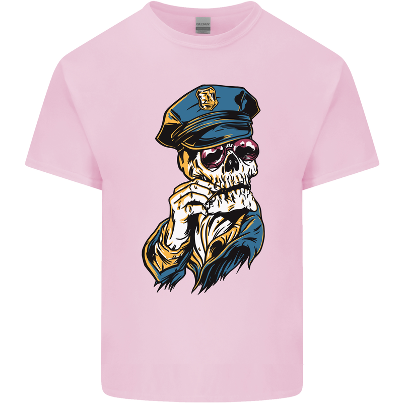 Policeman Skull Police Officer Force Mens Cotton T-Shirt Tee Top Light Pink