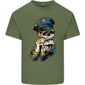 Policeman Skull Police Officer Force Mens Cotton T-Shirt Tee Top Military Green