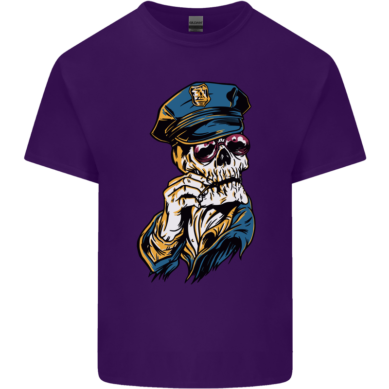 Policeman Skull Police Officer Force Mens Cotton T-Shirt Tee Top Purple