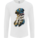 Policeman Skull Police Officer Force Mens Long Sleeve T-Shirt White