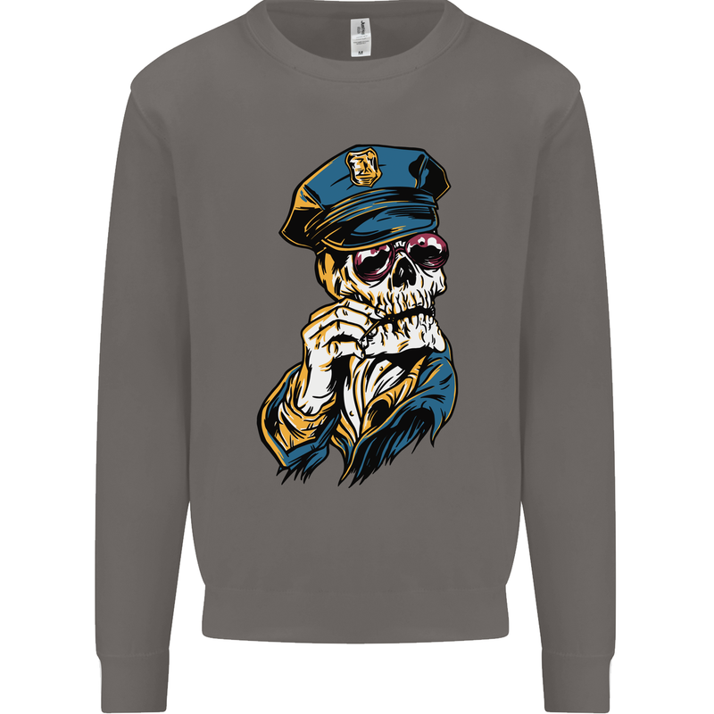 Policeman Skull Police Officer Force Mens Sweatshirt Jumper Charcoal