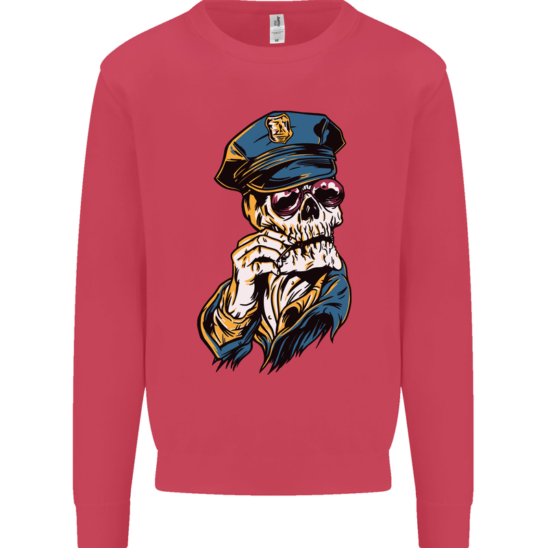 Policeman Skull Police Officer Force Mens Sweatshirt Jumper Heliconia