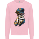 Policeman Skull Police Officer Force Mens Sweatshirt Jumper Light Pink