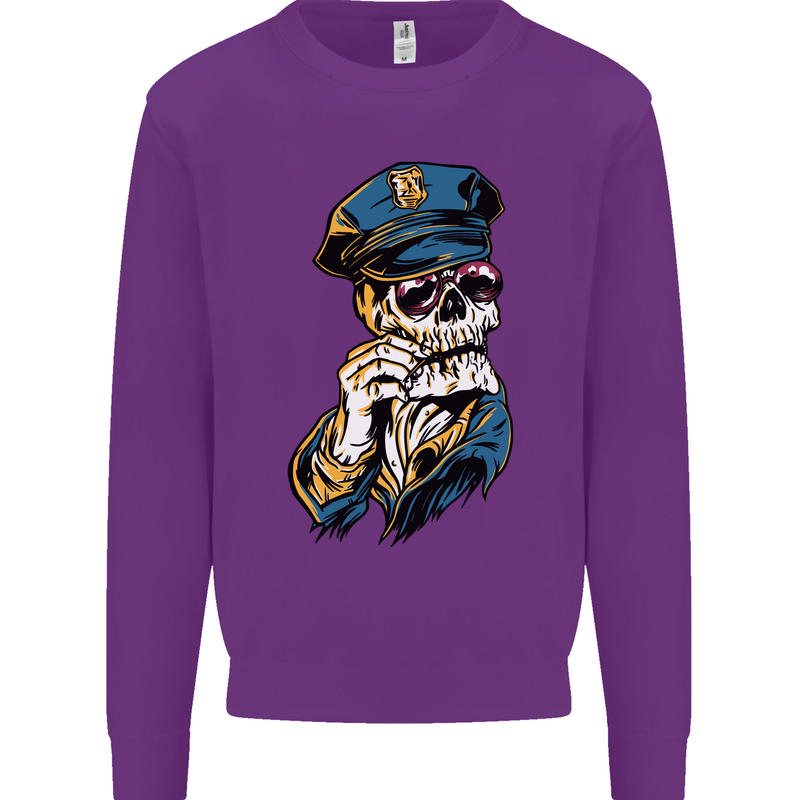 Policeman Skull Police Officer Force Mens Sweatshirt Jumper Purple