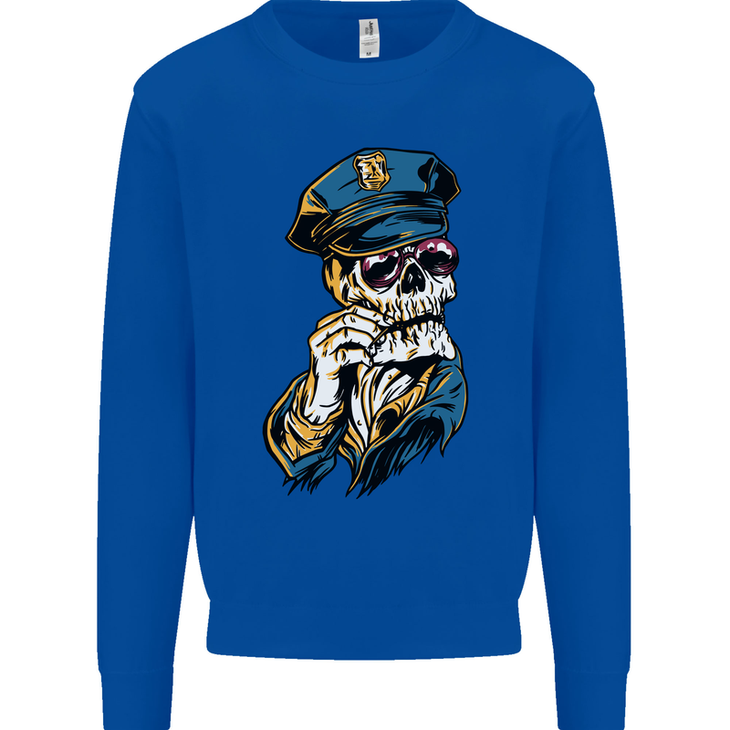 Policeman Skull Police Officer Force Mens Sweatshirt Jumper Royal Blue