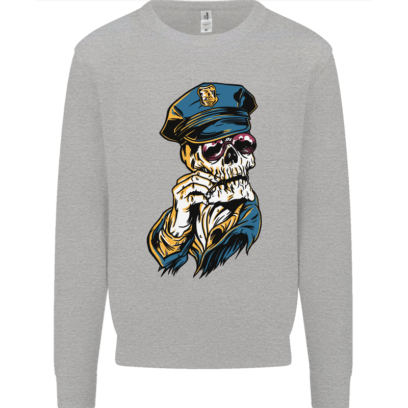 Policeman Skull Police Officer Force Mens Sweatshirt Jumper Sports Grey