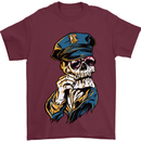 Policeman Skull Police Officer Force Mens T-Shirt Cotton Gildan Maroon