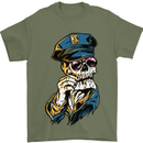 Policeman Skull Police Officer Force Mens T-Shirt Cotton Gildan Military Green