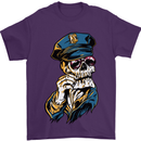 Policeman Skull Police Officer Force Mens T-Shirt Cotton Gildan Purple