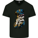 Policeman Skull Police Officer Force Mens V-Neck Cotton T-Shirt Black