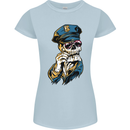Policeman Skull Police Officer Force Womens Petite Cut T-Shirt Light Blue