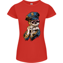 Policeman Skull Police Officer Force Womens Petite Cut T-Shirt Red