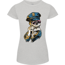Policeman Skull Police Officer Force Womens Petite Cut T-Shirt Sports Grey