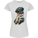 Policeman Skull Police Officer Force Womens Petite Cut T-Shirt White