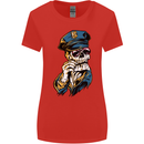 Policeman Skull Police Officer Force Womens Wider Cut T-Shirt Red