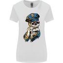 Policeman Skull Police Officer Force Womens Wider Cut T-Shirt White