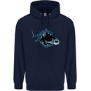 Pollution Great White Shark Climate Change Childrens Kids Hoodie Navy Blue