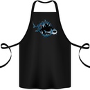 Pollution Great White Shark Climate Change Cotton Apron 100% Organic Black