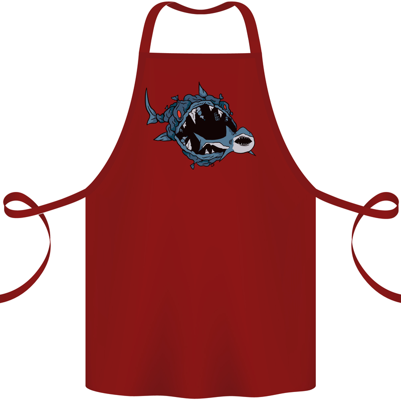 Pollution Great White Shark Climate Change Cotton Apron 100% Organic Maroon