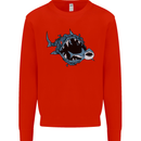 Pollution Great White Shark Climate Change Kids Sweatshirt Jumper Bright Red