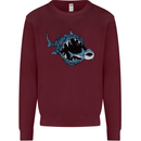 Pollution Great White Shark Climate Change Kids Sweatshirt Jumper Maroon