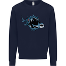 Pollution Great White Shark Climate Change Kids Sweatshirt Jumper Navy Blue