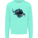Pollution Great White Shark Climate Change Kids Sweatshirt Jumper Peppermint