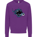 Pollution Great White Shark Climate Change Kids Sweatshirt Jumper Purple