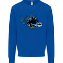 Pollution Great White Shark Climate Change Kids Sweatshirt Jumper Royal Blue