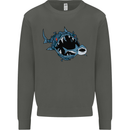 Pollution Great White Shark Climate Change Kids Sweatshirt Jumper Storm Grey