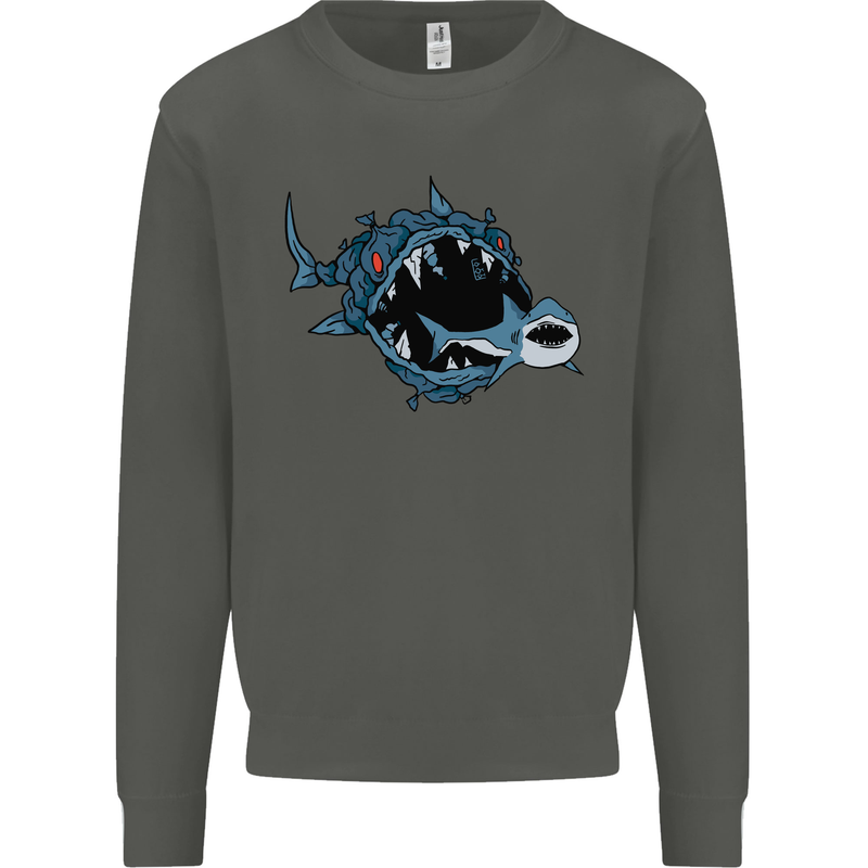 Pollution Great White Shark Climate Change Kids Sweatshirt Jumper Storm Grey