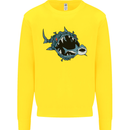 Pollution Great White Shark Climate Change Kids Sweatshirt Jumper Yellow