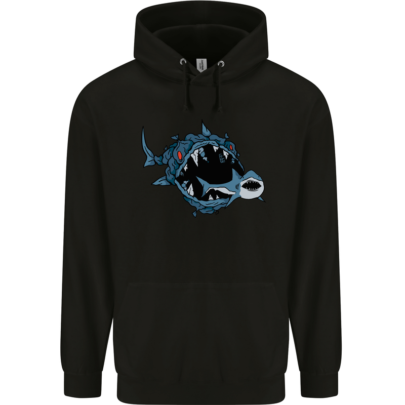 Pollution Great White Shark Climate Change Mens 80% Cotton Hoodie Black