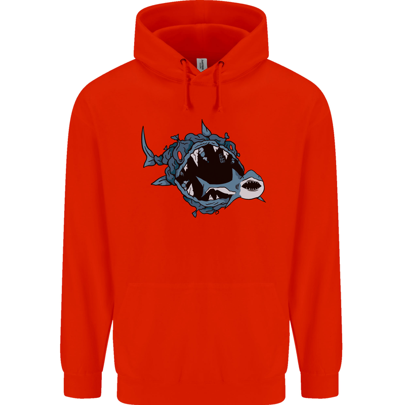 Pollution Great White Shark Climate Change Mens 80% Cotton Hoodie Bright Red