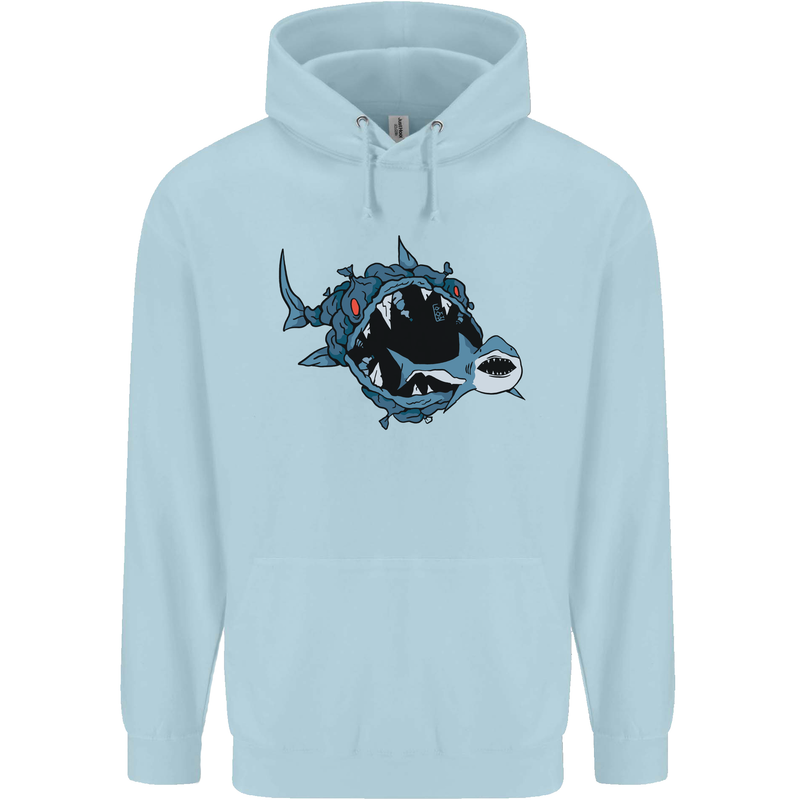 Pollution Great White Shark Climate Change Mens 80% Cotton Hoodie Light Blue