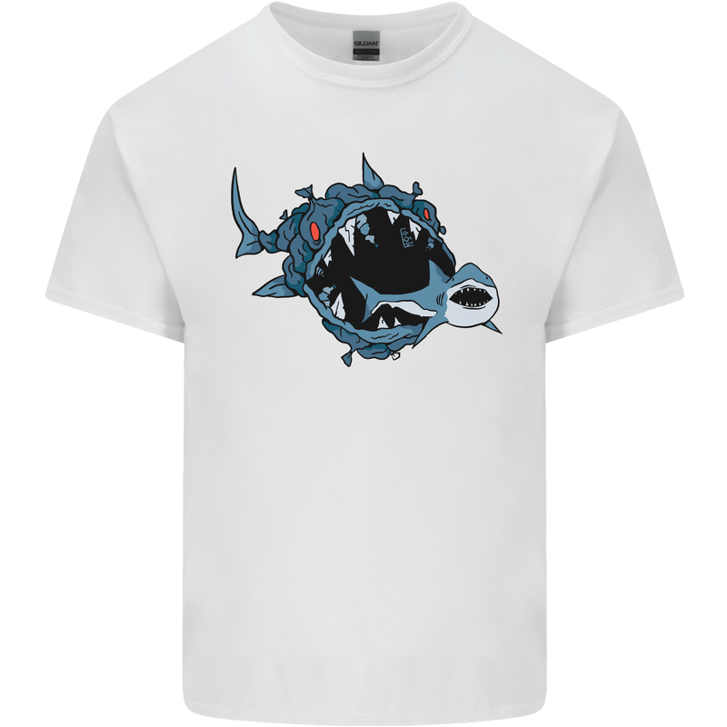 Pollution Great White Shark Climate Change Mens Cotton T-Shirt Tee Top White